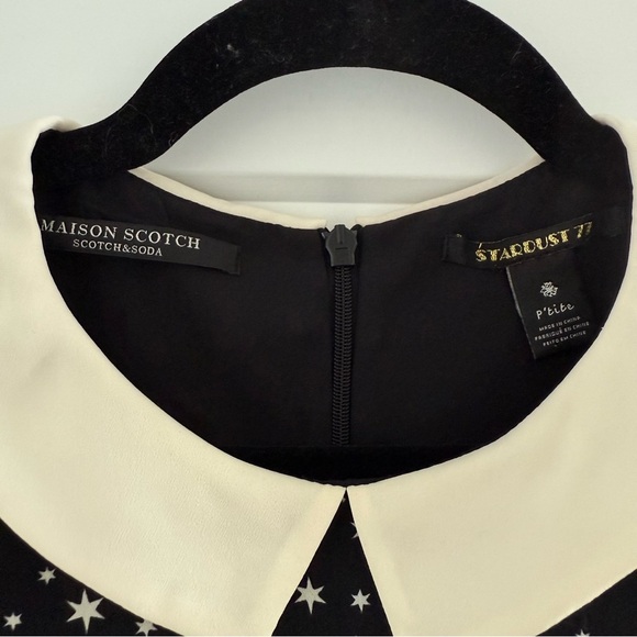 Scotch & Soda black & white star print long sleeve dress - Small (Petite) - Picture 6 of 7